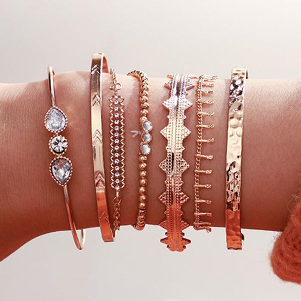 Lien, chaîne DIEZI 14 styles vintage 2021 manchette en strass larges bracelets plaqués or bracelet de flèche ensembles femmes mode déclaration bijoux