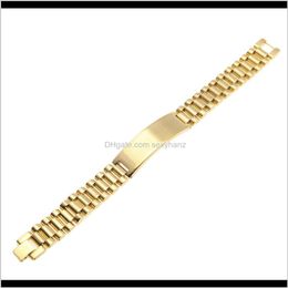 Link, Chain Drop Delivery 2021 Pulseras de eslabones de estilo Hip Hop de acero inoxidable para hombre Gold Sier Watch Band Bracelet Fashion Punk Jewelry 15Mm 21Mm