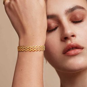 Lien chaîne élégant grande chaîne épaisse lien Bracelets pour femme couleur or femme poignet bijoux G230208