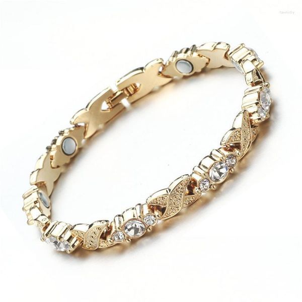 Chaîne de liaison élégant Lady Crystal Bracelet Fashion x Cross Cross Energy Healthy Energy Magnetic Gold Bielry Gift FAWN22
