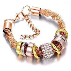 Link Chain European and American verstelbare rosé goud draai Bracelet vrouwen kristal charme bruids bruiloft fijne sieraden cadeau fawn22