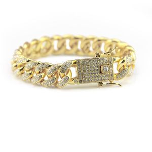 Lien, chaîne européenne et américaine hip hop bracelet bijoux en strass teneur en strass cubain hiphop mode mode diamant