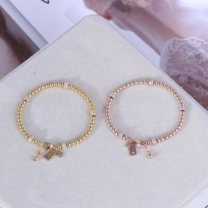 Link Chain Europese en Amerikaanse sieraden Fashion textuur Ronde Zirkon Ball Gold Bead Bracelet Vrouw