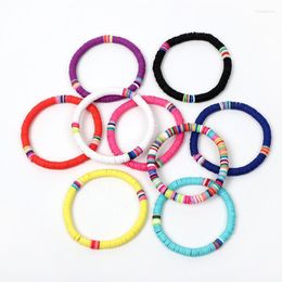 Link Chain Explosive Europese en Amerikaanse Boheemse mode gemengd gekleurd zacht aardewerk 6 mm armband elastisch touw sieraden Trum22