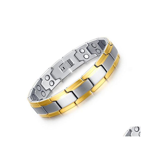 Lien chaîne mode 22 cm bracelet pour hommes aimant de santé bijoux soins de puissance thérapie magnétique Nce et énergie fête des pères cadeau Drop Delive Dhhe8