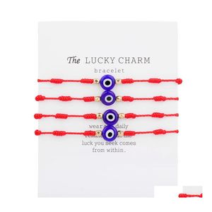 Link Chain Fashion 7 Knot Rope Lucky Evil Blue Eye Charms armbanden voor vrouwen mannen Red Straghread paar vriendschap armband wens dh6k2