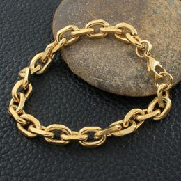 Link Chain Fashion 9 MM Goud Kleur Rvs Sieraden Armband Groothandel Bijoux Femmes Joyas Mujer Winkel BFHZAABCLink