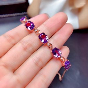Link Chain Fashion Amethist 18K Rose Gold Color Treasure Luxe Purple Crystal Gemstone Bracelet For Women Fine Jewelry Christmas Gift Slink