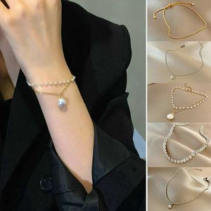 Linkketen mode Boheemse imitatie parel diamant ketting armbanden goud kleur bedel armbanden armbanden voor vrouwen geschenken 2022 trendy sieraden g230208