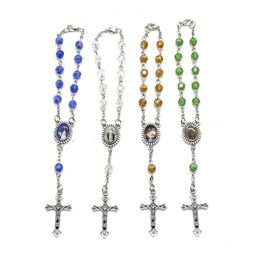 Chaîne de liaison Design de mode Rosaire Bracelet Bracelet Cross Catholic Religious Cadeaux pour les femmes le jour de Pâques Offrez-lui 4 ColorLink