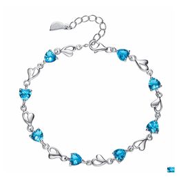 Linkketen mode prachtige sier sieraden kristal zirkoon amethist love armband meisjes verjaardagscadeau paar drop levering armbanden dho2o