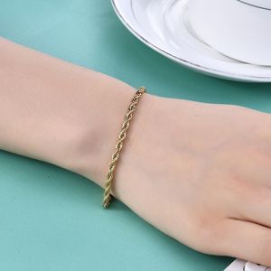 Link Chain Fashion Gold Color Twist Rope armband voor vrouwen verstelbare hiphop roestvrijstalen stalen armbanden feest bruiloft sieraden fawn22