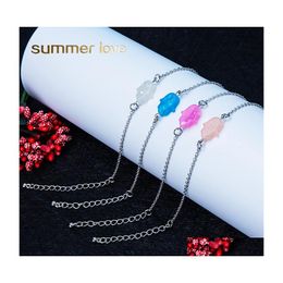 Link Chain Fashion Hamsa Hand Opaalarmband voor vrouwen Wit roze blauw verstelbare maat Elegante sieraden Geschenkdruppel
