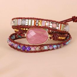 Lien chaîne mode Handma bohème bijoux Boho Bracelet mixte pierres naturelles charme 5 brins bracelets d'enveloppement cadeau Drop Fawn22