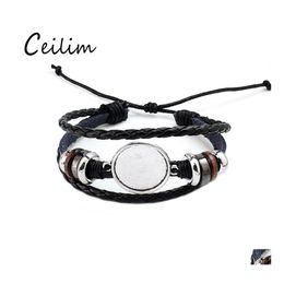 Linkketen mode sieraden diy mti laag lederen armband bangle blanco base fit 20 mm ronde p o glazen cabochon instelling ringel drue dr.