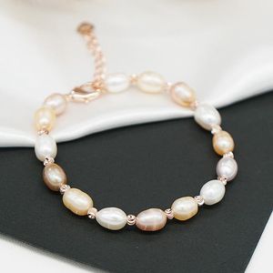 Lien, chaîne bijoux de mode perles chaudes bracelet unique une couche style perles d'eau douce naturelles pour cadeaux de fille