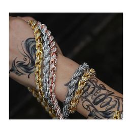Link Chain Fashion Mens Gold armbanden Hoge kwaliteit Iced Out Twist Bracelet Hip Hop Sieraden 3427 Q2 Drop levering Dhyby