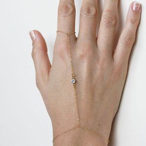 Link chain moda multi-camada cristal dedo pulseira para mulheres strass cor de ouro pulseiras pulseiras presente festa jóias atacado trum