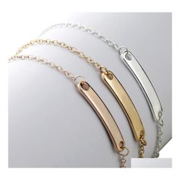 Link Chain Fashion Roestvrij staal armband Goud kan aangepaste naam ID Initi￫le bedelarmbanden blanco bar voor vrouwen personaliseren sieraden dhiq0