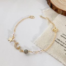 Chaîne à maillons mode étoile lune Bracelet Simple cristal personnalisé élégant accessoires grand cadeau d'anniversaire pour les femmes Fawn22