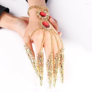 Link Chain Fashion Thai Golden Finger Bracelet Shining Red Crystal Girl's Belly Dance Sieraden Duizend hand Guanyin Fawn22
