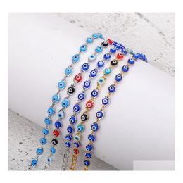 Link Chain Fashion Turkije Evil Blue Eye Bracelet Women Link Sier Gold Comprated Friendship armbanden Meisje Verjaardagsfeestje Juwelen Gift Dh0pc