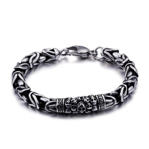 Bracelet Viking pour hommes, chaîne à maillons, Style Vintage, couleur argent, breloque crâne, bijoux 296Z