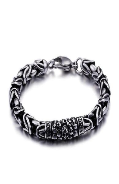 Bracelet Viking pour hommes, chaîne à maillons, Style Vintage, couleur argent, breloque crâne, bijoux 1878178