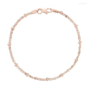 Chaîne à maillons FJ pour femmes, 2MM, Chic, perle ovale, escargot, couleur or Rose 585, Bracelet