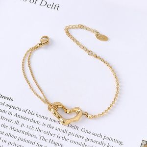 Lien, chaîne française double couche en acier boule coeur bracelet à breloques pour femmes titane rétro fille datant conception bijoux en gros