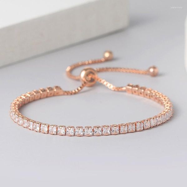 Lien Chaîne Amitié Tennis Bracelets Pour Femmes Carré Zircon Rose Or Couleur À La Main Bracelet Bijoux En Gros Cadeau H024Lien Lars22