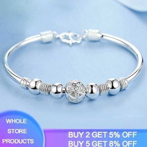 Chaîne de liaison Bracelets argentés tibétains en tibétain Bangles Femmes Fashion Perles Charmes Bracelet Blessing Bonne chance Bracelet pour femmes Girl G230222