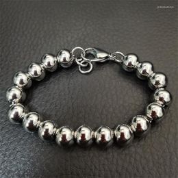Chaîne à maillons cadeau bijoux en acier inoxydable hommes femmes 7.09-9.45 pouces longueur 10mm largeur perles rondes Bracelet