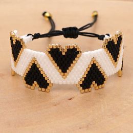 Cadena de eslabones Go2boho Pulsera Para Mujer MIYUKI Negro 3D Corazón Pulseras Mujer Moda Pulseras de San Valentín Fabricación de Joyas Accesorios Pareja Regalo G230222