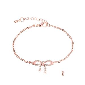 Linkketen goud armband etnische minimalistische bedelarmbanden vrouwen sieraden vrouwelijk meisje schattig pseira dubbele bowknot dainty dunne dunne boog dro dh07w