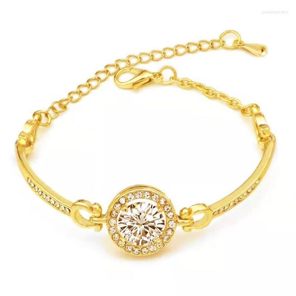 Chaîne de liaison gold femmes plaquées mode blanc cristal bracelet personnaliser le cadeau d'anniversaire bijoux de bijoux en gros