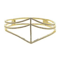 Cadena de eslabones de Color dorado/rosa, pulsera Irregular de cristal Cz, brazalete ostentoso ajustable para mujer, joyería