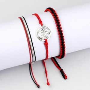 Chaîne à maillons fait à la main Bracelet tressé ensemble arbre de vie Mala prière chaîne bracelets tibétain bouddhiste chanceux rouge noir breloque bijoux Kent22