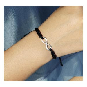 Link Chain Handmade mode nummer 8 Charms Bracelet voor vrouwen Pas sier vergulde infinity symbool armbanden Black Wit gevlochten ROP DH3YQ aan