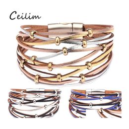 Chaîne à maillons à la main en or sier perles bracelets en cuir pour femmes hommes mode multicouches charme bracelet bracelet bracelet en gros jewe otsps