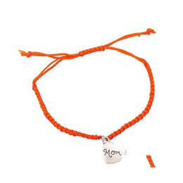 Link Chain Handmade Heart Mom Charmarmbanden Colorf String geweven armband voor mode ik hou van je Lucky Jewelry 3629 Q2 Drop Lever Dhmte Dhmte