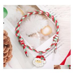 Link Chain Handweven bedelarmbanden Santa Claus kerstboom hanger armband dames kinderen sieraden cadeau drop levering dhvut