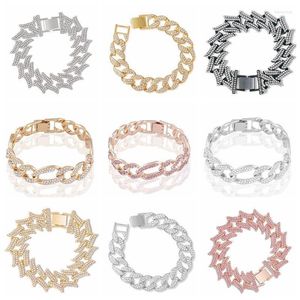 Link Chain Hip Hop 13mm Rose Gold Cubaan voor mannen Iced Bling Rhinestone Chainte Homme Fashion Jewelry Kent22