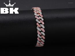 Cadena de enlace Hip Hop Copper 9 mm Micro Pave Cz Cuba Link Pulsera Cúcica Cúbica Mens Punk 7 Inch8inch Miami Aceptar Color personalizado19297437