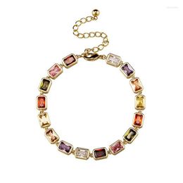 Link Chain Hip Hop Multicolor Cubic Zirconia geplaveid bling Iced Out 1 Row CZ Stone Tennis Armbanden voor vrouwen Charm Jewelry Gift Inte22