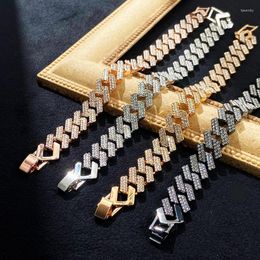 Gliederkette Hip Hop Punk Wind Flash Diamant Breite Version Kubanisches Armband Übertriebene Persönlichkeit Paar Straßentrend Cool Fawn22