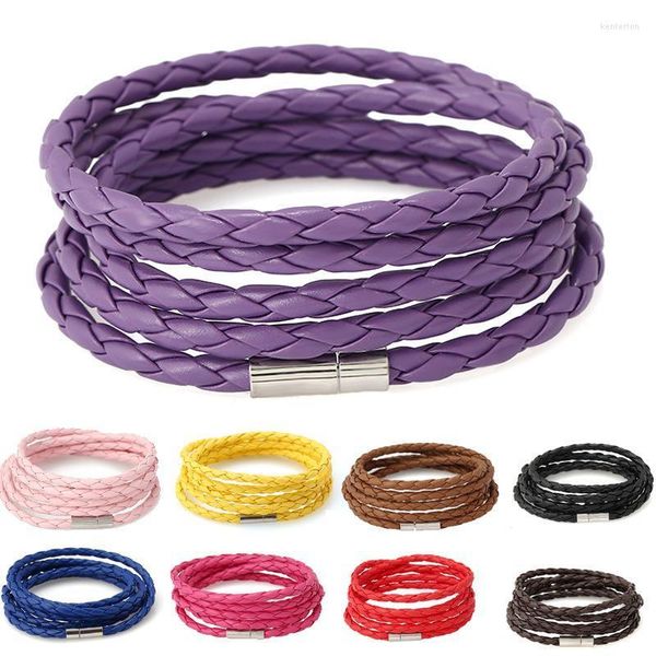 Cadena de eslabones HXMENG Tejido simple PU Cuerda de cuero Pulseras de múltiples capas Todo-fósforo Pareja Accesorios de mano Regalo Hombre Mujer Joyería de moda Ke