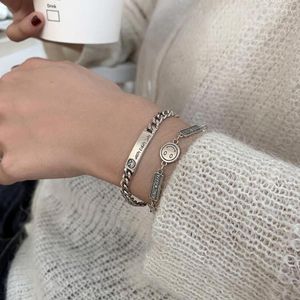 Link Chain Ins Advanced Smile Square Card Letter Bracelet for Women Parp Trendy Birthday Party Gift Fine Punk Jewelry Trum22