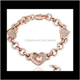 Link keten sieraden De echte kristallen armbanden 18 kgp rosé gouden sieraden dff0750 druppel levering 2021 8pu0a