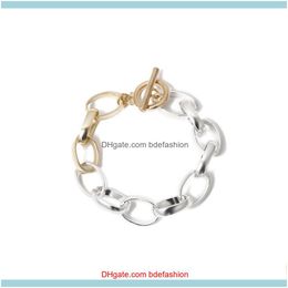 Link, ketenjuwelenvrouwen armbanden goud en sier 2 kleuren verbonden mode sieraden zakelijke kleding aessories drop levering 2021 nwkwy